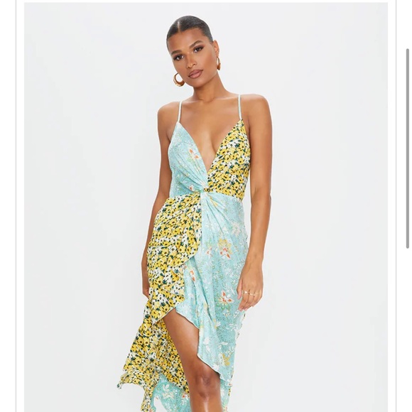 PrettyLittleThing Dresses & Skirts - Multi Mixed Print Ruffle Detail Maxi Dress